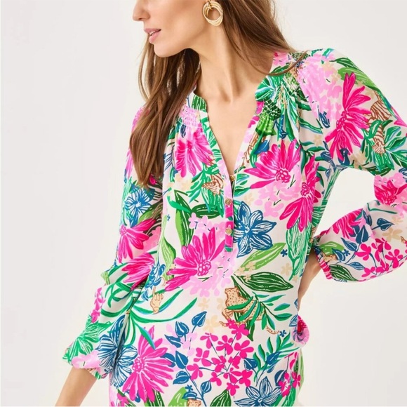 Lilly Pulitzer Elsa silk blouse size L, great condition - Picture 3 of 4